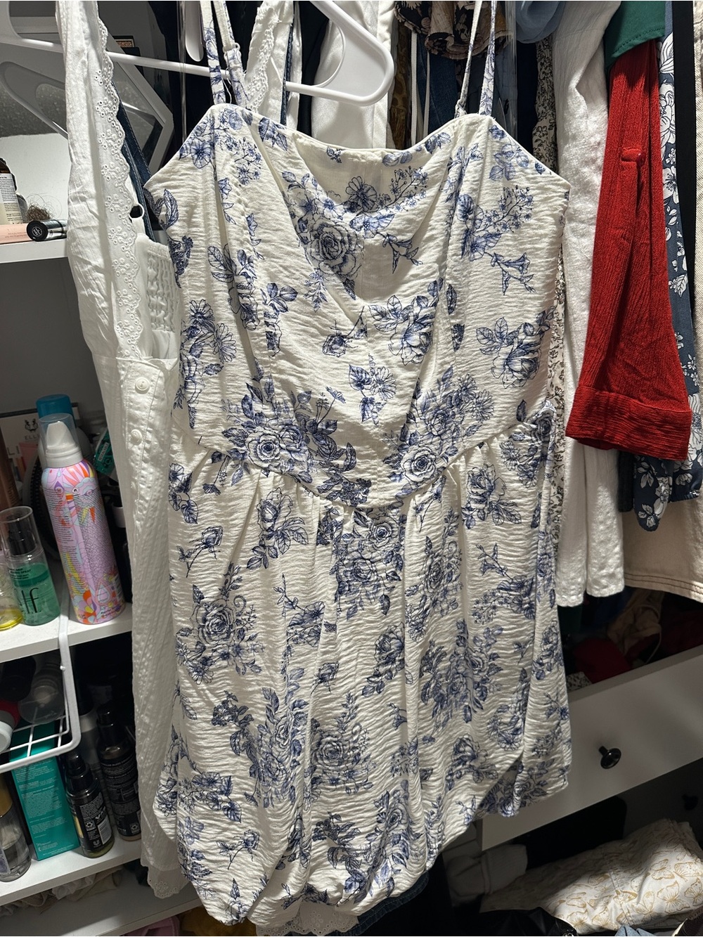 june & hudson White Cami with Blue Floral Print